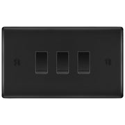 BG Matt Black 3 Gang Switch 1x Intermediate 2x 2 Way Light Switch Custom Grid by British General (BG-NEXUS-MB-3G-CUSTOM-1xINT-2x2WAY-SP)