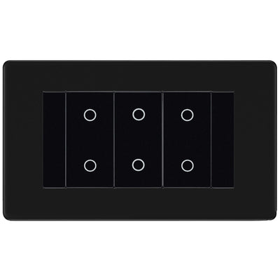 BG Nexus Screwless Matt Black Triple Secondary Touch Dimmer Switch Black Inserts by British General (BG-EMTDSB+FFBEMR4)