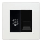 BG Evolve Pearlescent White TV Aerial & Secondary Telephone Socket - Black Insert