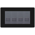 BG Screwless Matt Black 4 Gang IDC Secondary Telephone Socket - Grey Insert