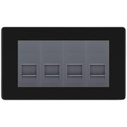 BG Screwless Matt Black 4 Gang IDC Secondary Telephone Socket - Grey Insert by British General (BG-FFBBTS4G)