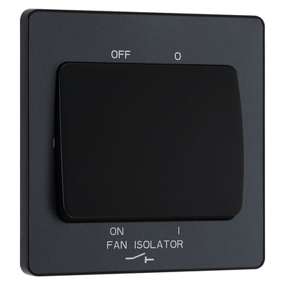 BG Evolve Matt Grey 10A Triple Pole Fan Isolator Switch PCDMG15B with 35mm Steel Back Box