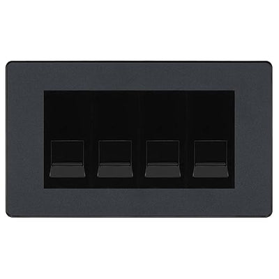 BG Evolve Matt Grey 4 Gang IDC Secondary Telephone Socket - Black Insert by British General (BG-PCDMGBTS4B)