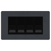 BG Evolve Matt Grey 4 Gang IDC Secondary Telephone Socket - Black Insert by British General (BG-PCDMGBTS4B)