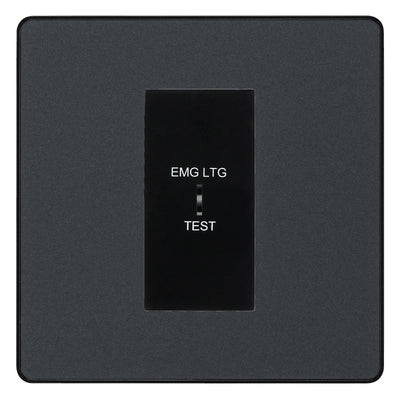 BG Evolve Matt Grey 20AX 2 Way Emergency Lighting Test Key Switch - Key Included - Black Insert
