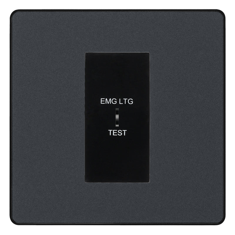 BG Evolve Matt Grey 20AX 2 Way Emergency Lighting Test Key Switch - Key Included - Black Insert