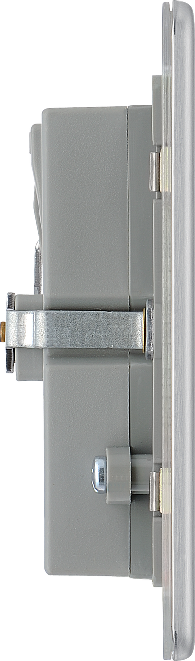 BG Electrical FBS24U44G Nexus Screwless Flat-Plate Unswitched Double Plug Socket Brushed Steel Grey Insert 4 USB 4.2A