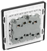 PCDSB43B Back -  This Evolve Satin Brass 20A 16AX triple light switch from British General can operate 3 different lights, whilst the 2 way switching allows a second switch to be added to the circuit to operate the same light from another location (e.g. at the top and bottom of the stairs).