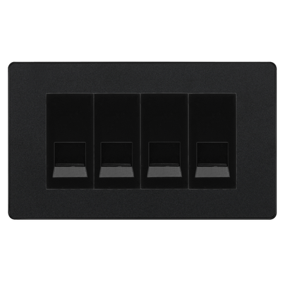 BG Evolve Matt Black 4 Gang Master Telephone Socket - Black Insert