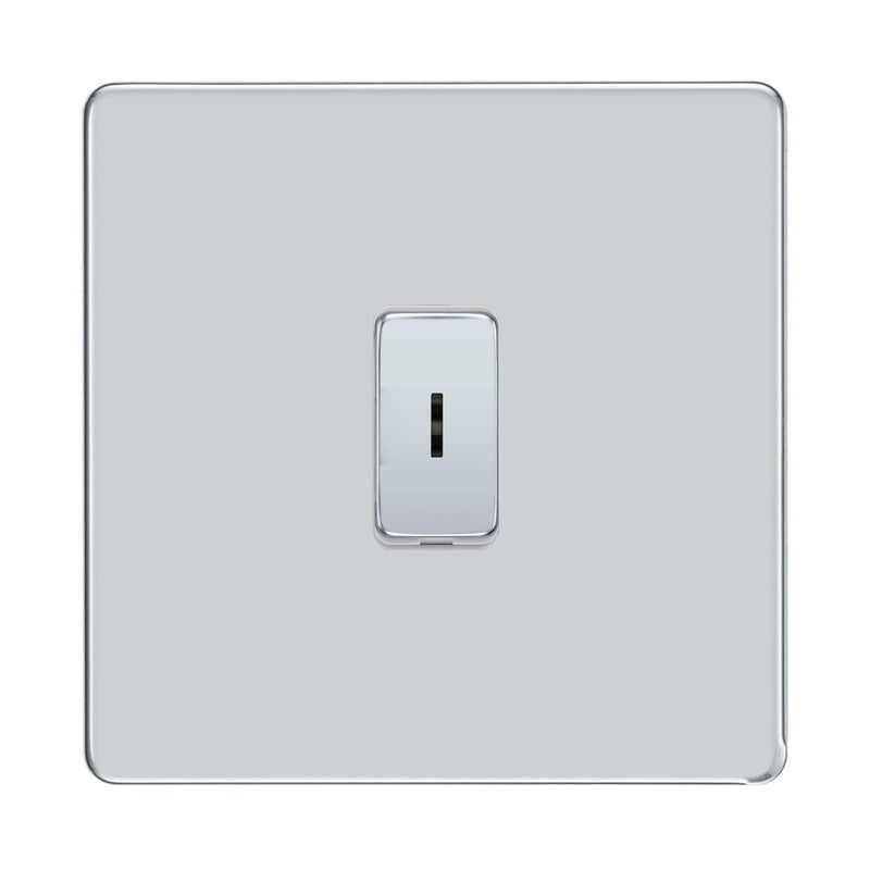 BG Screwless Polished Chrome 1 Gang 20 Amp Double Pole Secret Key Grid Switch