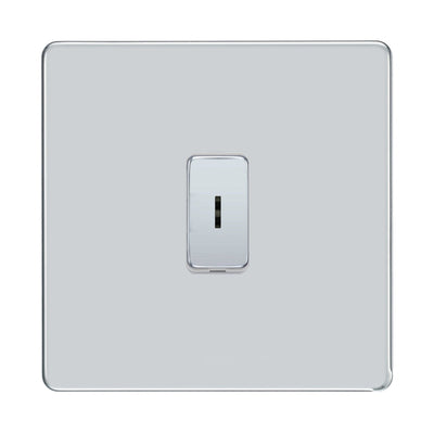 BG Screwless Polished Chrome 1 Gang 20 Amp Double Pole Secret Key Grid Switch by British General (BG-SCL-PC-1G-1x-DP-KS)
