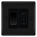 BG Nexus Matt Black 2 Way Light Switch & 13A Fused Spur Plate | Black Insert