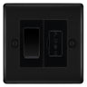 BG Nexus Matt Black 2 Way Light Switch & 13A Fused Spur Plate | Black Insert