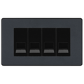 BG Evolve Matt Grey 4 Gang Master Telephone Socket, Screw Terminal - Black Insert