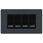 BG Evolve Matt Grey 4 Gang Master Telephone Socket, Screw Terminal - Black Insert by British General (BG-PCDMGBTMS4B)