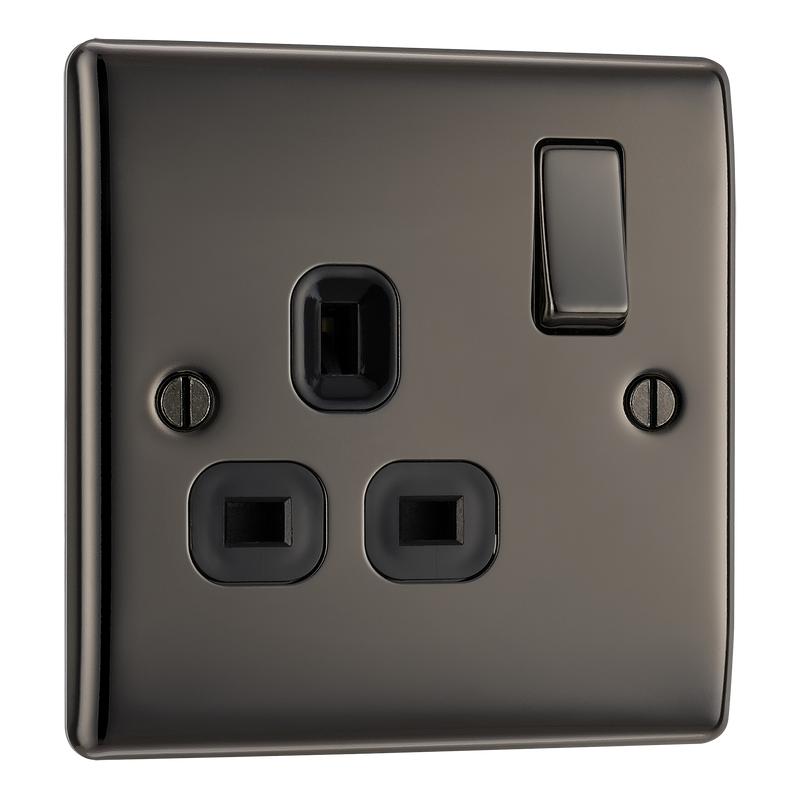 BG NBN21B Nexus Metal Black Nickel 1 Gang 13A Switched Socket