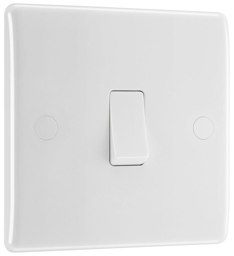BG 812 Moulded Round Edge | White | 1 Gang 10AX 2 Way Plate Switch
