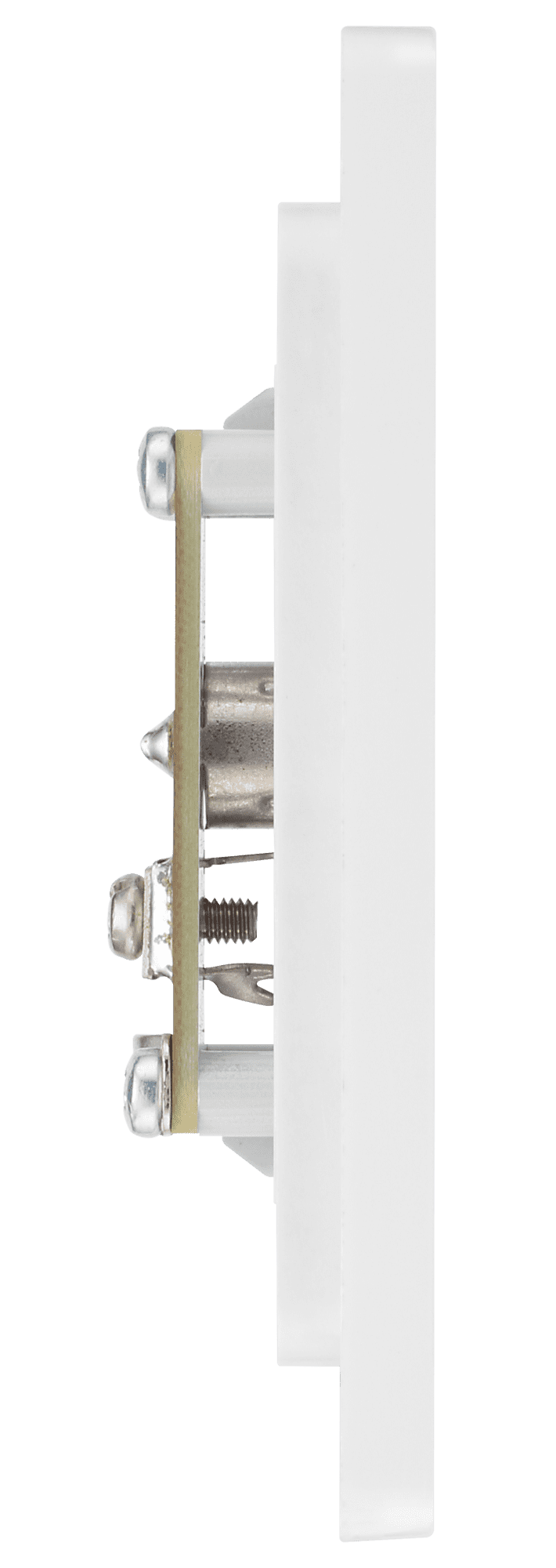 PCDBS60W Side - This Evolve Brushed Steel single coaxial socket from British General can be used for TV or FM aerial connections.