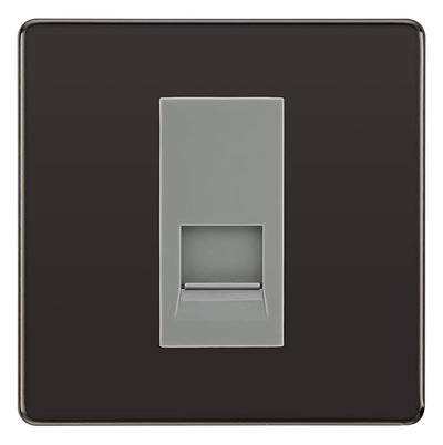 BG Screwless Black Nickel Single RJ11 Telephone Socket FBNRJ111 - Grey Insert by British General (BG-FBNRJ111G)
