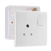 BG Electrical 5A Switched Round Pin Socket White & 32mm Pattress Back Box by British General (BG-829S+891)