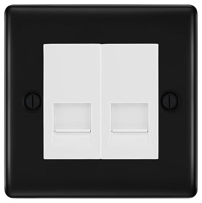 BG Nexus Matt Black Double RJ11 Telephone Socket NFBRJ112 - White Insert by British General (BG-NFBRJ112W)
