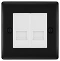 BG Nexus Matt Black Double RJ11 Telephone Socket NFBRJ112 - White Insert
