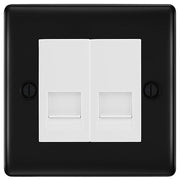 BG Nexus Matt Black Double RJ11 Telephone Socket NFBRJ112 - White Insert by British General (BG-NFBRJ112W)