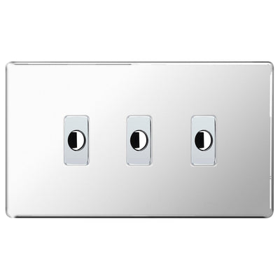 BG Nexus Screwless Polished Chrome 3 Gang Flex Outlet Socket