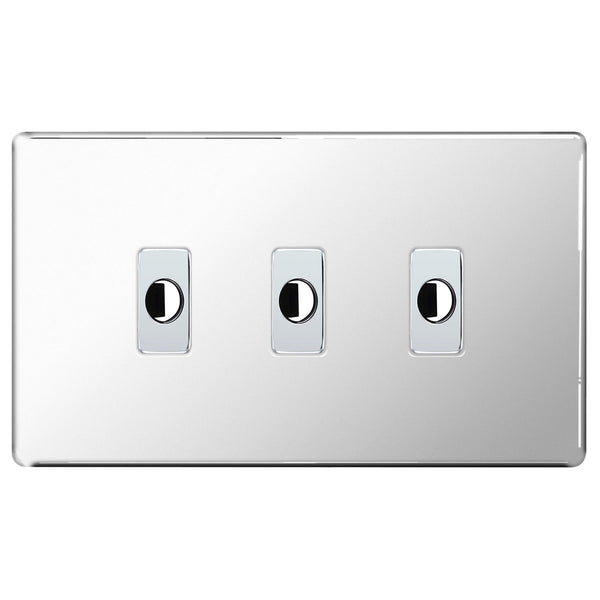 BG Nexus Screwless Polished Chrome 3 Gang Flex Outlet Socket