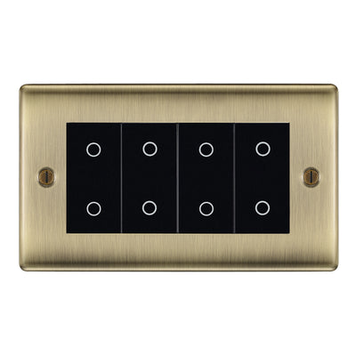 BG Nexus Antique Brass Quad Secondary Touch Dimmer Switch - Black Insert by British General (BG-NABTDS4B)