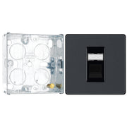 BG Evolve Matt Grey RJ45 Cat6 Single Data Outlet PCDMGRJ451B with 25mm Steel Back Box