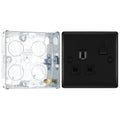 BG Nexus Matt Black 13A Single Switched Socket NFB21B with 25mm Steel Back Box