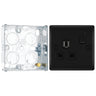 BG Nexus Matt Black 13A Single Switched Socket NFB21B with 25mm Steel Back Box by British General (BG-NFB21B+HGS02)