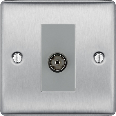 BG Nexus Metal Brushed Steel Co-axial Socket NBS60G by British General (BG-NBS60G)