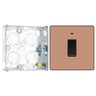 BG Evolve Polished Copper 20A Double Pole LED Switch PCDCP31B with 25mm Steel Back Box