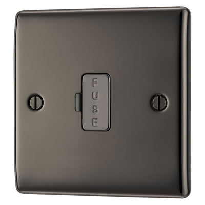 BG Nexus Black Nickel 13A Unswitched Fused Connection Unit NBN54 with 35mm Steel Back Box