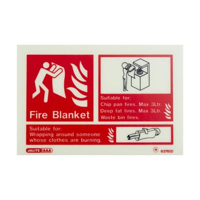 Extinguishers & Equipment: Photoluminescent Fire Blanket Signs Landscape: 105x150mm by Jalite signs (SAFELINCS-JS6376ID)