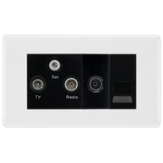 BG White Moulded TV/FM/SAT + Return & 1 Gang Tel - Screened Triplex Socket NWM68B by British General (BG-NWM68B)