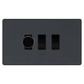 BG Evolve Matt Grey 3 Gang Switch 1x Trailing Edge LED Dimmer 2x Intermediate Custom Grid Switch