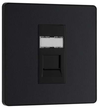 BG PCDMBRJ451B Matt Black Evolve RJ45 Cat6 Outlet-Black Insert