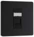 PCDMBRJ451B Front - This Evolve Matt Black RJ45 ethernet socket from British General uses an IDC terminal connection and is ideal for home and office, providing a networking outlet with ID window for identification. The Cat6 outlet supports data transfer speeds of up to 10Gbps at 250 MHz up to 164 feet.