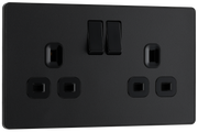 BG Evolve PCDMB22B Matt Black 2 Gang 13A Switched Socket-Black Insert by British General (BG-PCDMB22B-Shopify-SA_1)