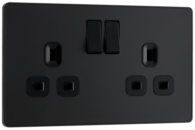 BG Evolve PCDMB22B Matt Black 2 Gang 13A Switched Socket-Black Insert by British General (BG-PCDMB22B-Shopify-SA_1)