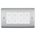 BG Nexus Brushed Steel Quad Master Touch Dimmer Switch White Inserts NBSTDM4W