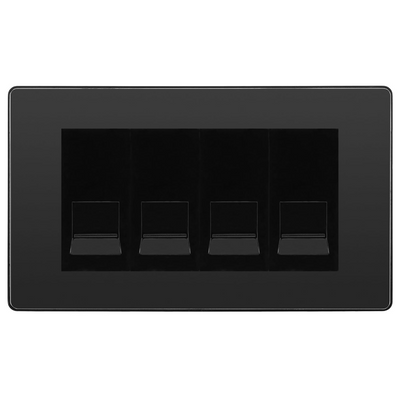 BG Evolve Black Chrome 4 Gang IDC Secondary Telephone Socket - Black Insert