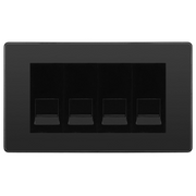 BG Evolve Black Chrome 4 Gang IDC Secondary Telephone Socket - Black Insert by British General (BG-PCDBCBTS4B)