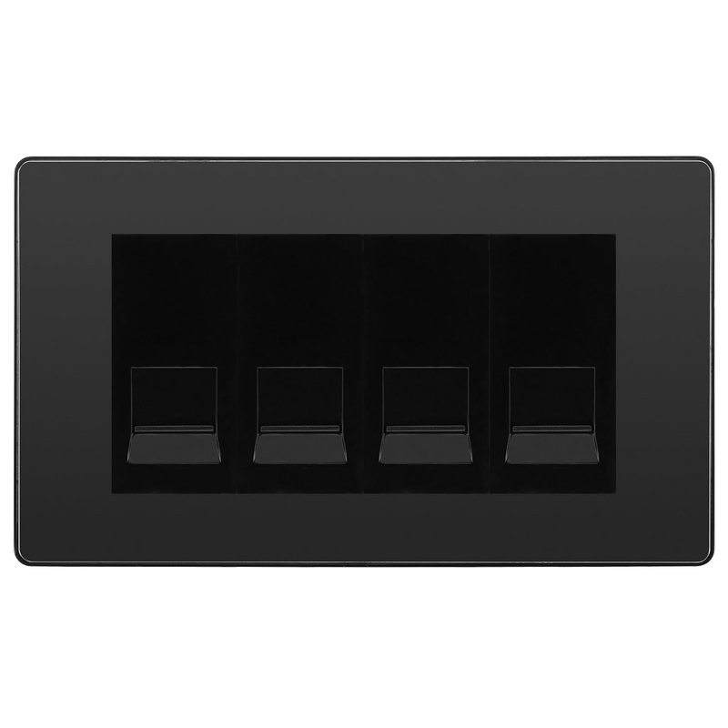 BG Evolve Black Chrome 4 Gang IDC Secondary Telephone Socket - Black Insert