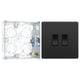 BG Evolve Black Chrome 2 Gang 20A 16AX 2 Way Light Switch PCDBC42B with 25mm Steel Back Box