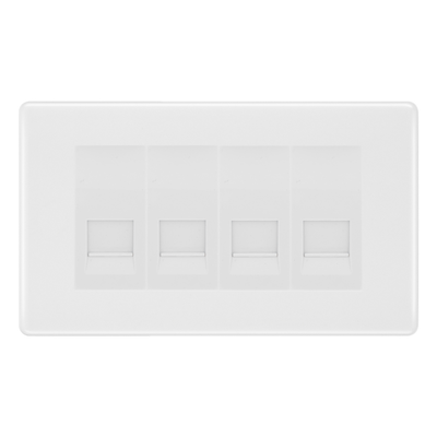 BG White Moulded 4 Gang Master Telephone Socket, Screw Terminal - White Insert by British General (BG-NWMBTMS4W)