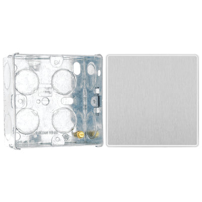 BG Evolve Brushed Steel 2 Way Single Edge to Edge Rocker Switch PCDBS12EW with 35mm Steel Back Box